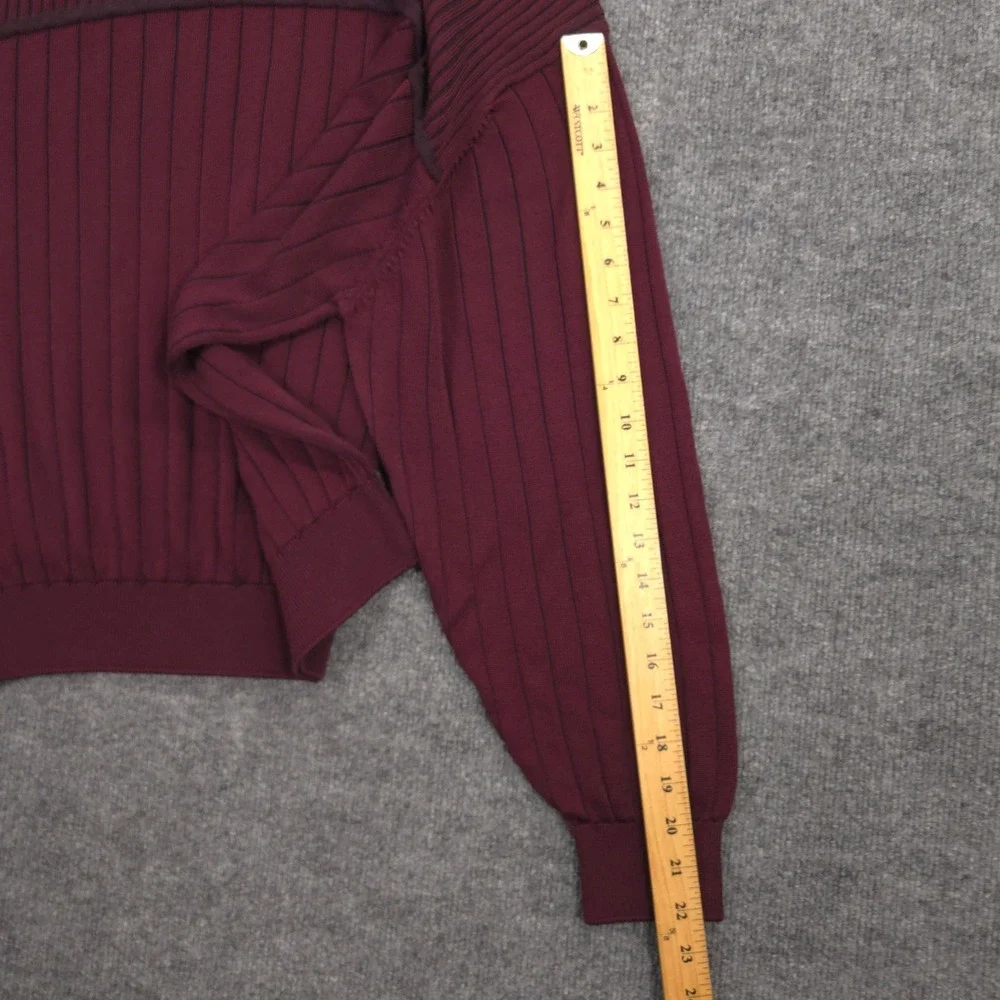 Baracuta Sweater Mens‎ XL Burgundy Textured 3D Lightweight Thin Retro Pullover